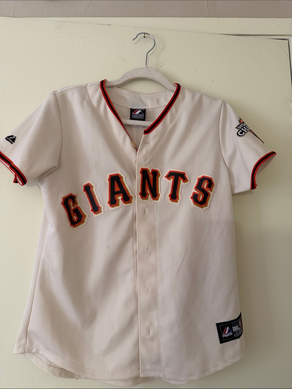 Majestic Kids Giants Cream Jersey with Orange and Black Trim - Picture 1 of 7